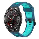 For Huawei Watch GT 3 SE 22mm Two-color Stripe Silicone Watch Band(Blue Teal) - 1