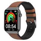 T50 1.85 inch Leather Band IP67 Waterproof Smart Watch Supports Voice Assistant / Health Monitoring(Brown) - 1