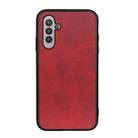 For Samsung Galaxy A24 Accurate Hole Two-color Calf Texture PU Phone Case(Red) - 1