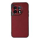 For OnePlus 11 5G Accurate Hole Carbon Fiber Texture PU Phone Case(Red) - 1