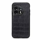 For OnePlus 11 5G Accurate Hole Crocodile Texture Genuine Leather Phone Case(Black) - 1