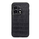 For OnePlus Ace 2 / 11R Accurate Hole Crocodile Texture Genuine Leather Phone Case(Black) - 1