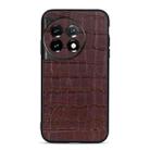 For OnePlus Ace 2 / 11R Accurate Hole Crocodile Texture Genuine Leather Phone Case(Brown) - 1