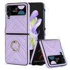 For Samsung Galaxy Z Flip4 V-shaped Folding Protective Phone Case with Rotating Ring(Purple) - 1