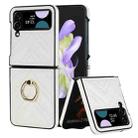 For Samsung Galaxy Z Flip4 V-shaped Folding Protective Phone Case with Rotating Ring(White) - 1