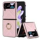 For Samsung Galaxy Z Flip4 V-shaped Folding Protective Phone Case with Rotating Ring(Pink) - 1