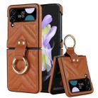 For Samsung Galaxy Z Flip4 V-shaped Folding Protective Phone Case with Folding Ring(Brown) - 1