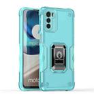 For Motorola Moto G42 Non-slip Shockproof Armor Phone Case with Ring Holder(Mint Green) - 1