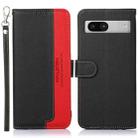 For Google Pixel 7a KHAZNEH Litchi Texture Leather RFID Phone Case(Black) - 1