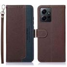 For Xiaomi Redmi Note 12 4G Global KHAZNEH Litchi Texture Leather RFID Phone Case(Brown) - 1