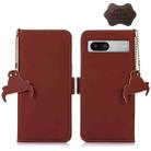 For Google Pixel 7a Genuine Leather Magnetic RFID Leather Phone Case(Coffee) - 1