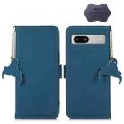 For Google Pixel 7a Genuine Leather Magnetic RFID Leather Phone Case(Blue) - 1