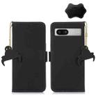 For Google Pixel 7a Genuine Leather Magnetic RFID Leather Phone Case(Black) - 1