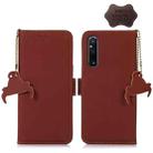 For Sony Xperia 1 V Genuine Leather Magnetic RFID Leather Phone Case(Coffee) - 1