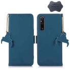 For Sony Xperia 1 V Genuine Leather Magnetic RFID Leather Phone Case(Blue) - 1