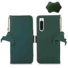 For Sony Xperia 10 V Genuine Leather Magnetic RFID Leather Phone Case(Green) - 1