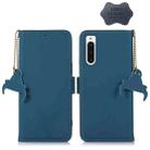 For Sony Xperia 10 V Genuine Leather Magnetic RFID Leather Phone Case(Blue) - 1