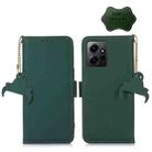 For Xiaomi Redmi Note 12 4G Global Genuine Leather Magnetic RFID Leather Phone Case(Green) - 1