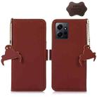 For Xiaomi Redmi Note 12 4G Global Genuine Leather Magnetic RFID Leather Phone Case(Coffee) - 1