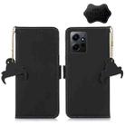 For Xiaomi Redmi Note 12 4G Global Genuine Leather Magnetic RFID Leather Phone Case(Black) - 1