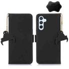 For Samsung Galaxy M14 5G Genuine Leather Magnetic RFID Leather Phone Case(Black) - 1