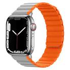 Smart Magnetic Silicone Watch Band For Apple Watch Series 8&7 41mm / SE 2&6&SE&5&4 40mm / 3&2&1 38mm(Grey+Orange) - 1