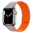 Smart Magnetic Silicone Watch Band For Apple Watch Ultra 49mm / Series 8&7 45mm / SE 2&6&SE&5&4 44mm / 3&2&1 42mm(Grey+Orange) - 1