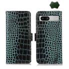 For Google Pixel 7a Crocodile Top Layer Cowhide Leather Phone Case(Green) - 1