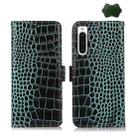 For Sony Xperia 10 V Crocodile Top Layer Cowhide Leather Phone Case(Green) - 1