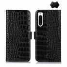 For Sony Xperia 10 V Crocodile Top Layer Cowhide Leather Phone Case(Black) - 1