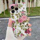For iPhone 14 Pro Max Water Sticker Flower Pattern PC Phone Case(White Backgroud Pink Rose) - 1