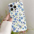 For iPhone 14 Pro Max Water Sticker Flower Pattern PC Phone Case(White Backgroud Blue Flower) - 1