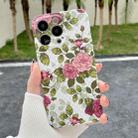 For iPhone 14 Pro Water Sticker Flower Pattern PC Phone Case(White Backgroud Pink Rose) - 1