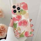 For iPhone 14 Pro Water Sticker Flower Pattern PC Phone Case(Rose) - 1