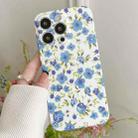 For iPhone 14 Plus Water Sticker Flower Pattern PC Phone Case(White Backgroud Blue Flower) - 1