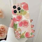 For iPhone 14 Plus Water Sticker Flower Pattern PC Phone Case(Rose) - 1