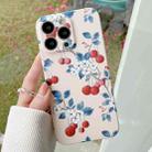 For iPhone 13 Pro Water Sticker Flower Pattern PC Phone Case(Cherry) - 1