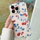 For iPhone 13 mini Water Sticker Flower Pattern PC Phone Case(Cherry) - 1