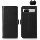 For Google Pixel 7a Crazy Horse Top Layer Cowhide Leather Phone Case(Black) - 1