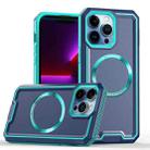 For iPhone 14 Pro Max Armour Two-color MagSafe Magnetic TPU + PC Phone Case(Light Blue + Blue) - 1