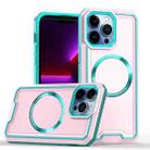 For iPhone 14 Pro Max Armour Two-color MagSafe Magnetic TPU + PC Phone Case(Blue + Pink) - 1