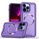 For iPhone 14 Pro Max Armour Two-color MagSafe Magnetic TPU + PC Phone Case(Purple) - 1