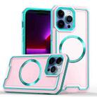 For iPhone 14 Plus Armour Two-color MagSafe Magnetic TPU + PC Phone Case(Blue + Pink) - 1
