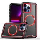 For iPhone 12 Pro Max Armour Two-color MagSafe Magnetic TPU + PC Phone Case(Black + Red) - 1