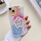 For iPhone 14 Plus Airbag Frame Smiley Face Flower Phone Case with Holder - 1