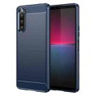 For Sony Xperia 10 V Brushed Texture Carbon Fiber TPU Phone Case(Blue) - 1