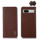 For Google Pixel 7a KHAZNEH Nappa Top Layer Cowhide Leather Phone Case(Brown) - 1