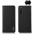 For Sony Xperia 1 V KHAZNEH Nappa Top Layer Cowhide Leather Phone Case(Black) - 1