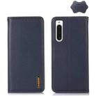 For Sony Xperia 10 V KHAZNEH Nappa Top Layer Cowhide Leather Phone Case(Blue) - 1