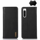 For Sony Xperia 10 V KHAZNEH Nappa Top Layer Cowhide Leather Phone Case(Black) - 1